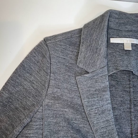 Nordstrom Collection Virgin Wool Knit Sweater Blazer Grey - 12 - Picture 10 of 10